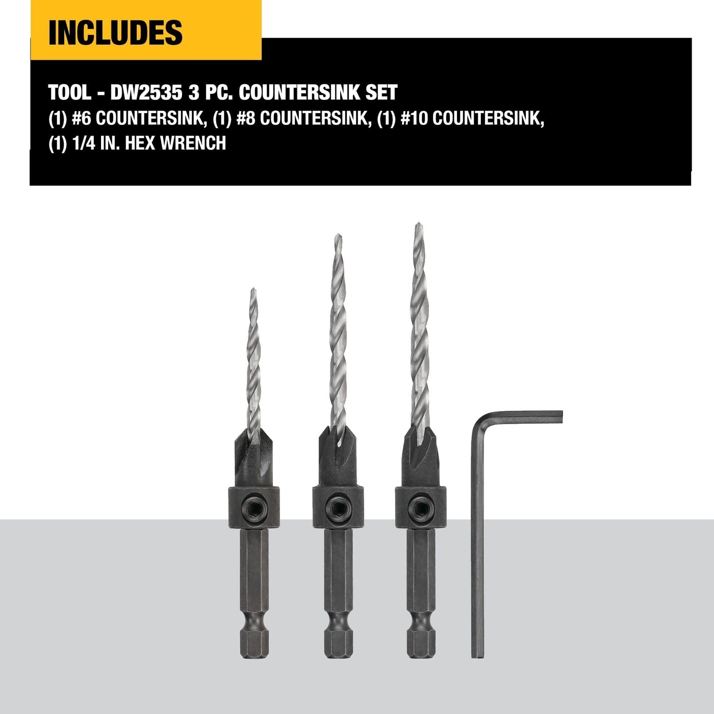 Countersink Drill Bit Set - High-speed steel 3-Piece #6, #8, #10