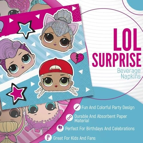 Paper Napkins - Pack of 16 LOL Surprise birthday party