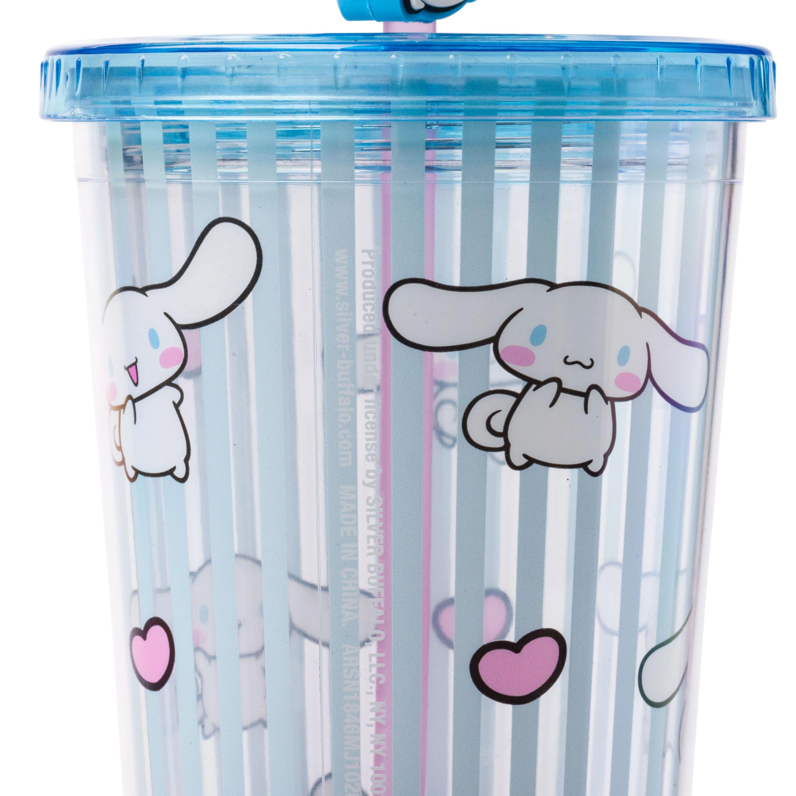 Cinnamoroll Reusable Cup - 1 pcs Striped Lid and Topper Straw