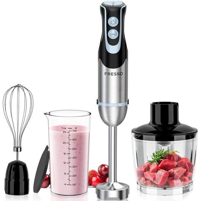 Fresko Hand Blender 4in1 - Stainless Steel 12 Speeds Turbo Mode