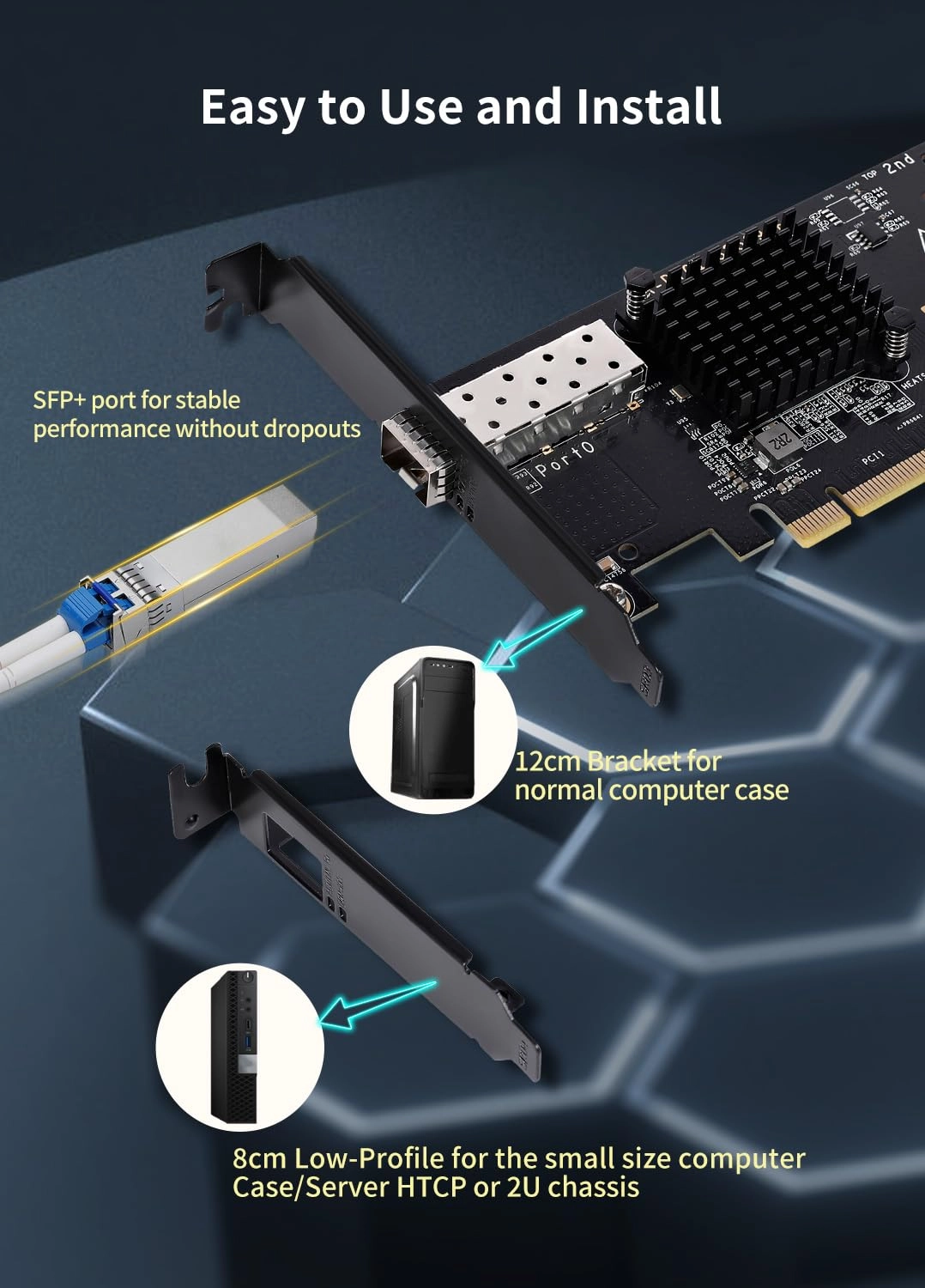 10Gb Dual LAN SFP+ PCI-e Network Card - PCIe Ethernet