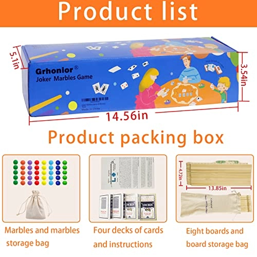 Marbles and Jokers - 40 Marbles 8 Colors Wooden