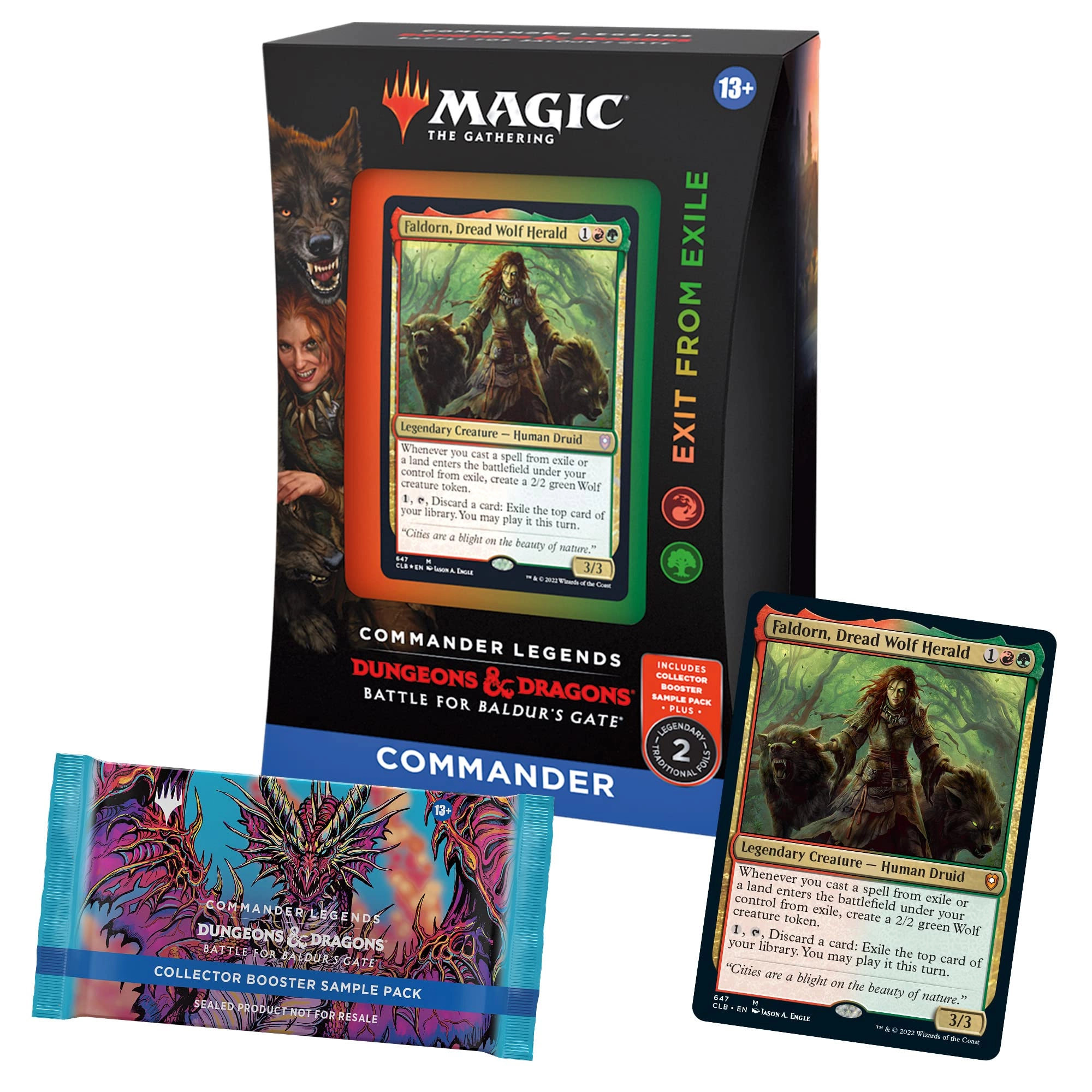 Magic: the Gathering Commander Legends: Battle for Baldur’s Gate Commander Deck - Exit from Exile - 100-card + Collector Booster Sample Pack - 2-card