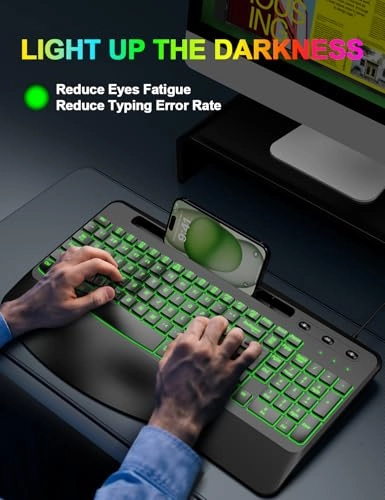 Ergonomic Backlit Computer Keyboard - Wired