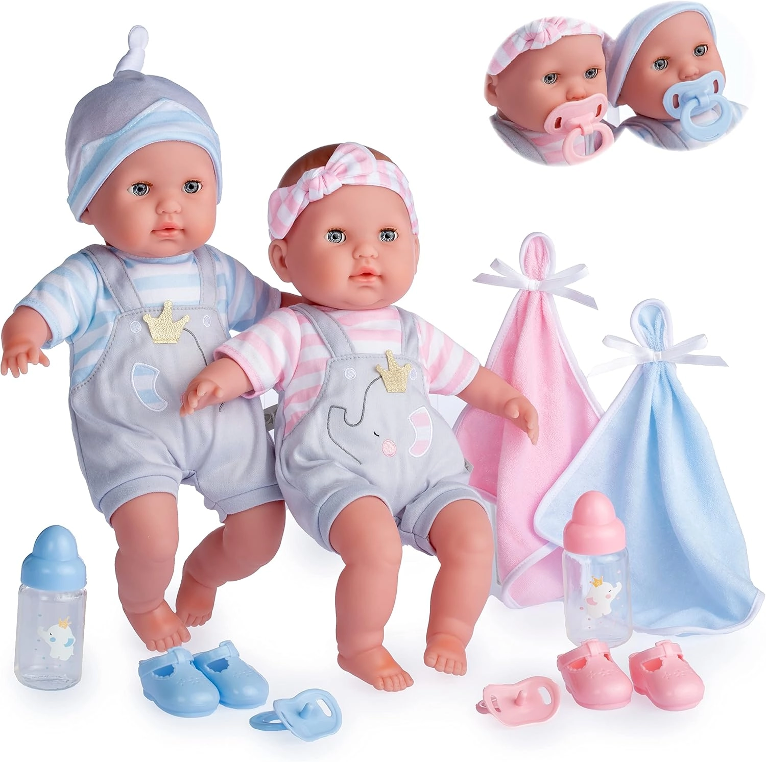 JC Toys Berguer Twin Dlx - 15 Inches Multi-Colour 2 Dolls Gift Set