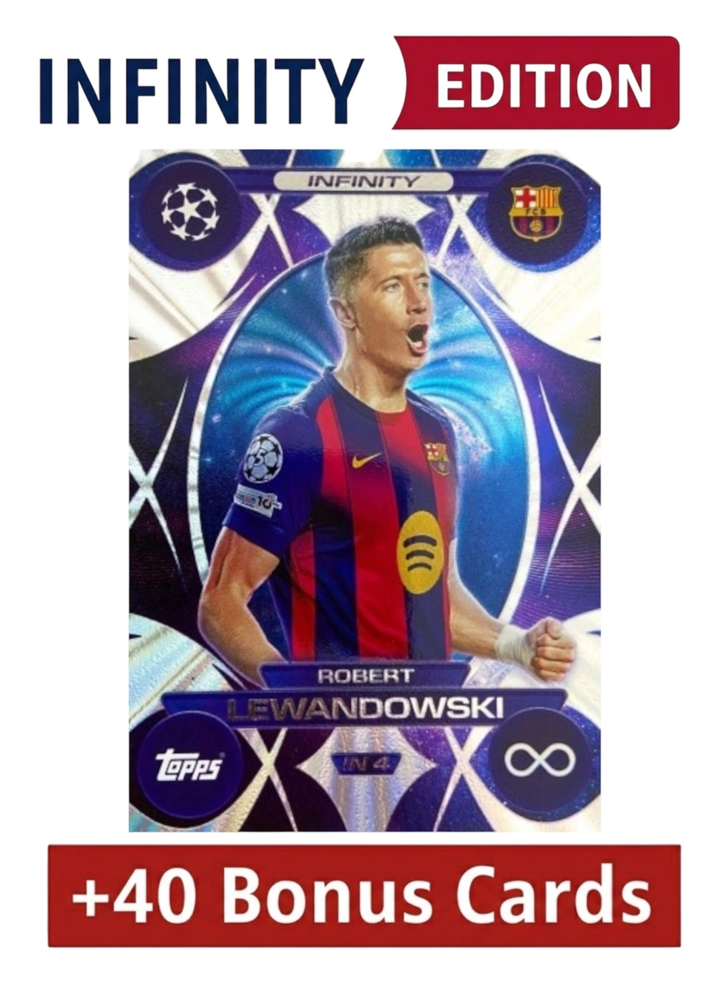 Topps Infinity Lewandowski + Bonus Football Trading Cards - 41pcs