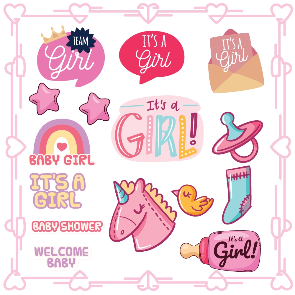 Twinkle Hands It's a Girl Baby Shower Stickers - water-resistant Self-adhesive Tear-resistant