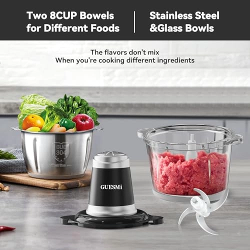 Food Processor - 8 Cups+8 Cups Electric
