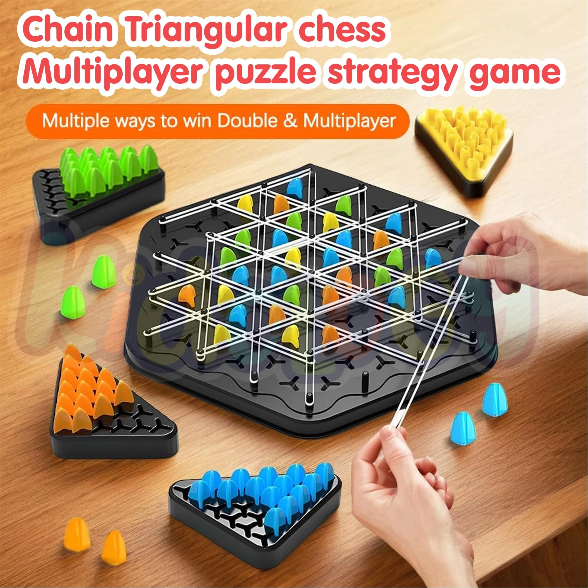 Chain Triangle Chess Game - Multicolor Plastic