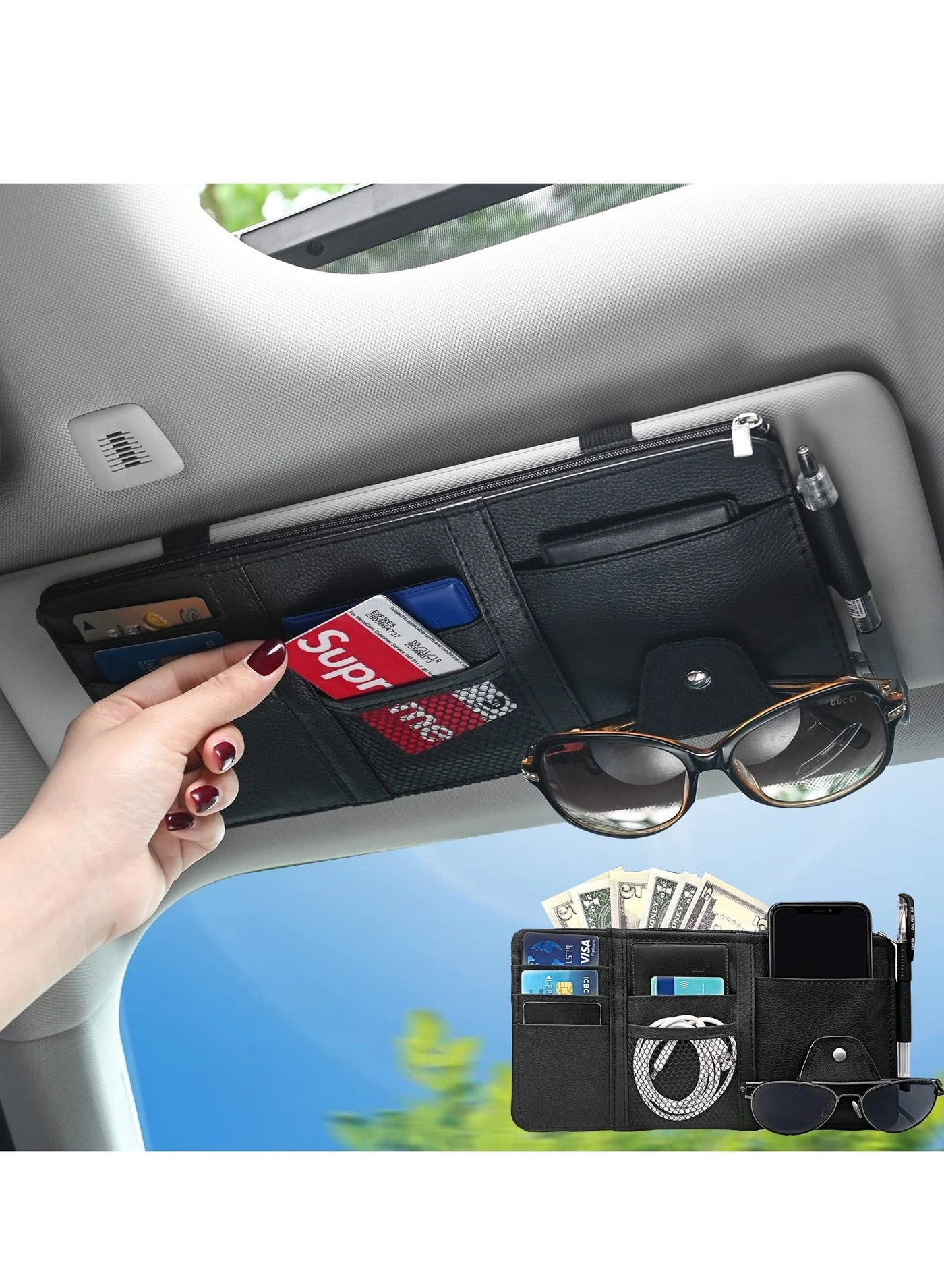 Y&D Car Sun Visor Interior Accessories Cards - 2 Pack 8 CD or DVD Sleeves