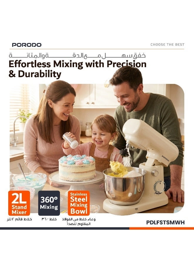 Tilt-Head Electric Household Stand Mixer - 2 L 400 W