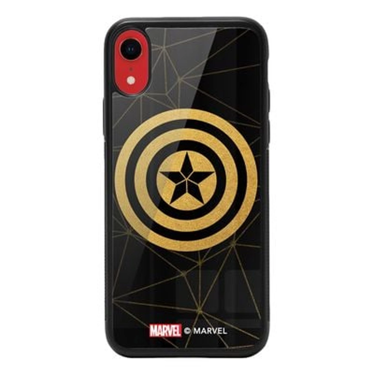 Wackylicious Cap'S Shield iPhone XR Cover - TPU Bumper Case + Tempered Glass Back Back Case
