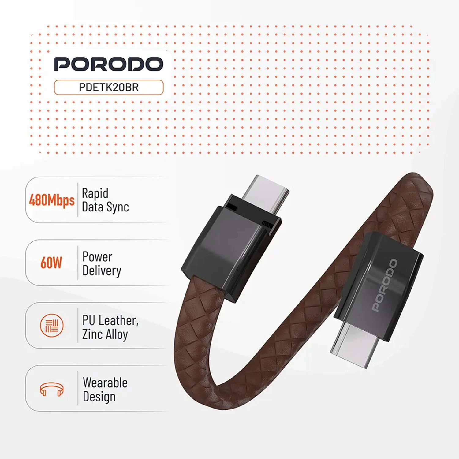 Bracelet Cable USB-C to USB-C 0.2m