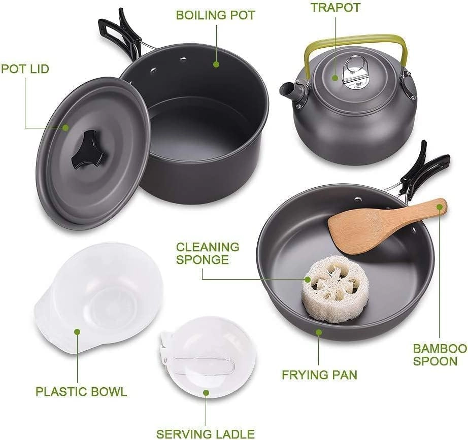 Camping Cookware Mess Kit - 11-Piece