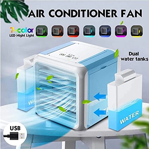 Mini Portable Air Conditioner - 7 Colors 2 Water Tanks USB