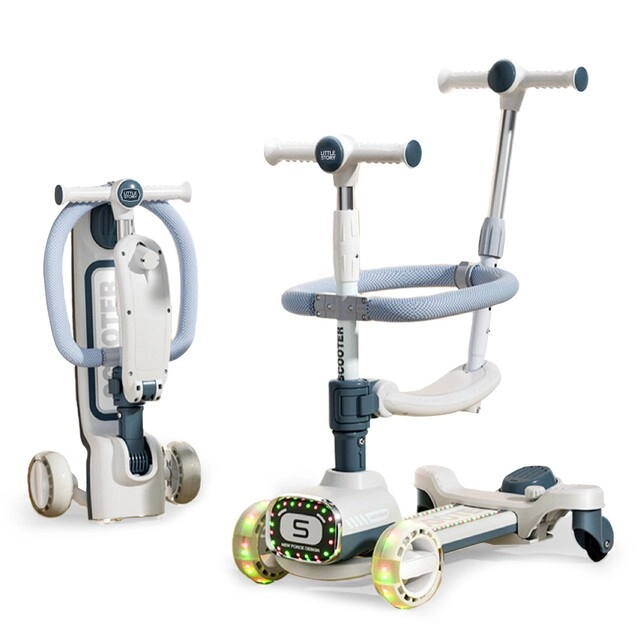 Multifunctional Kids Kick Scooter – 125mm LED Foldable