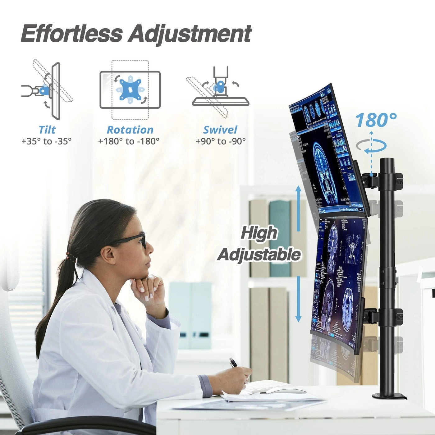 Vertical Ultrawide Monitor Mount Stand - Dual 38-inch VESA 75x75mm 100x100mm
