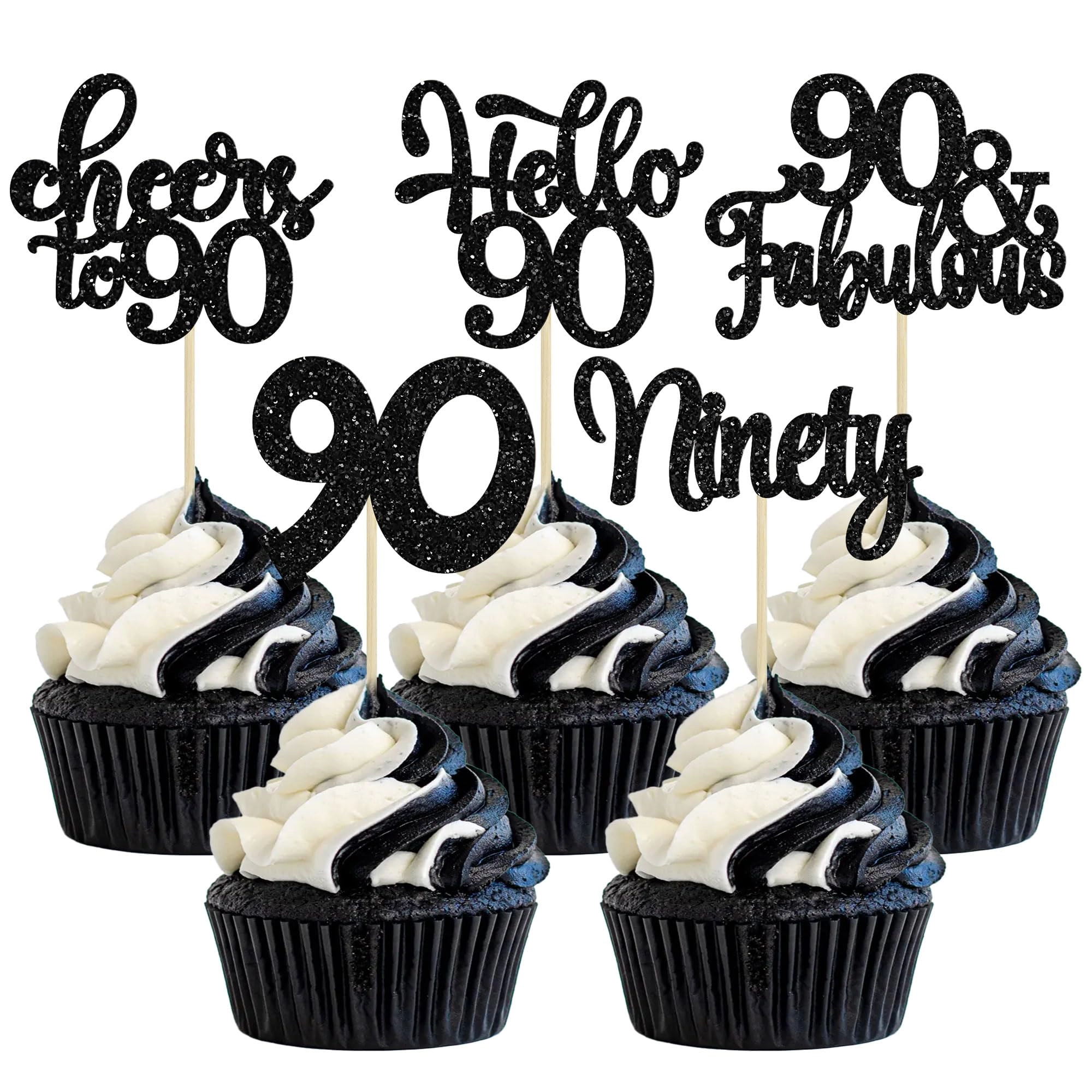 Happy 90th Birthday Cupcake Toppers - 30.0 count Birthday