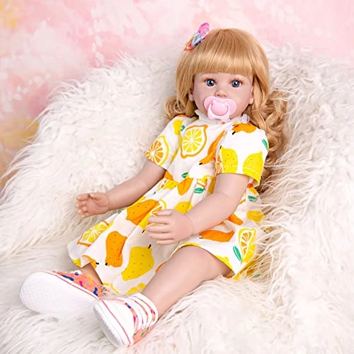 Reborn Baby Doll - 24 Inch Vinyl Cotton Body Pink Yarn Skirt Ages 3+