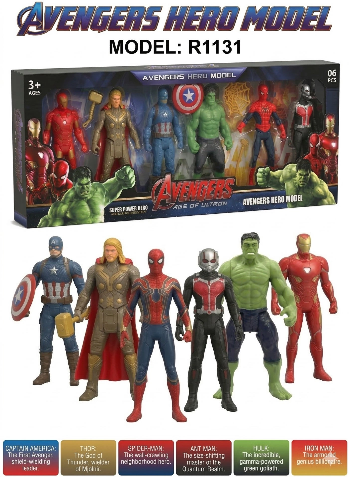 Captain America + Iron Man + Spider-Man + Hulk + Thor + Ant-Man - Avengers - 3+ Years 6 piece(s)