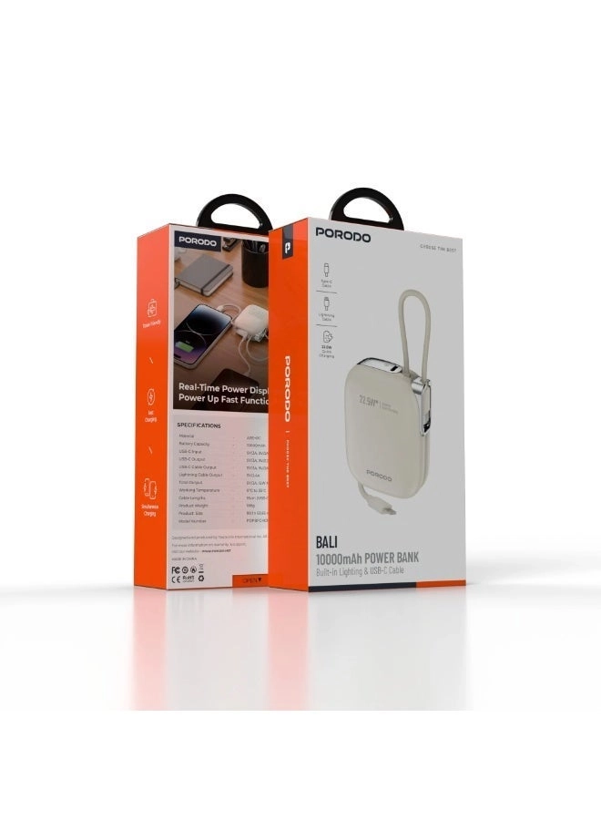 Power Bank Built-In Type-C & Lightning - 10000mAh 5V/3A