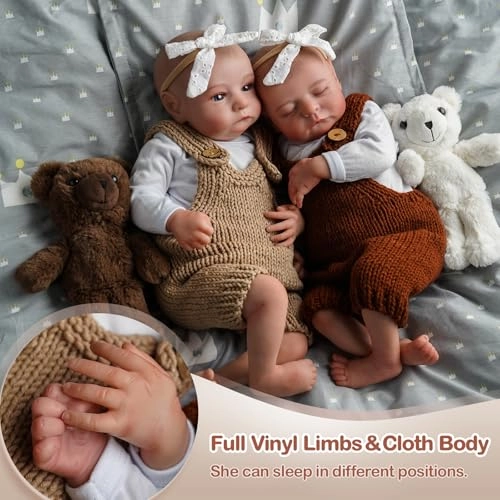 Reborn Baby Doll - 20 Inch Soft Cloth Body Twin Boys Bundle