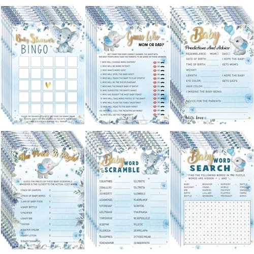 Elephant Baby Shower Games - English 6 - 15 years 302 Pcs