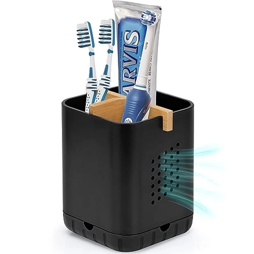 Boperzi Toothbrush Holder - Black Bamboo Divider