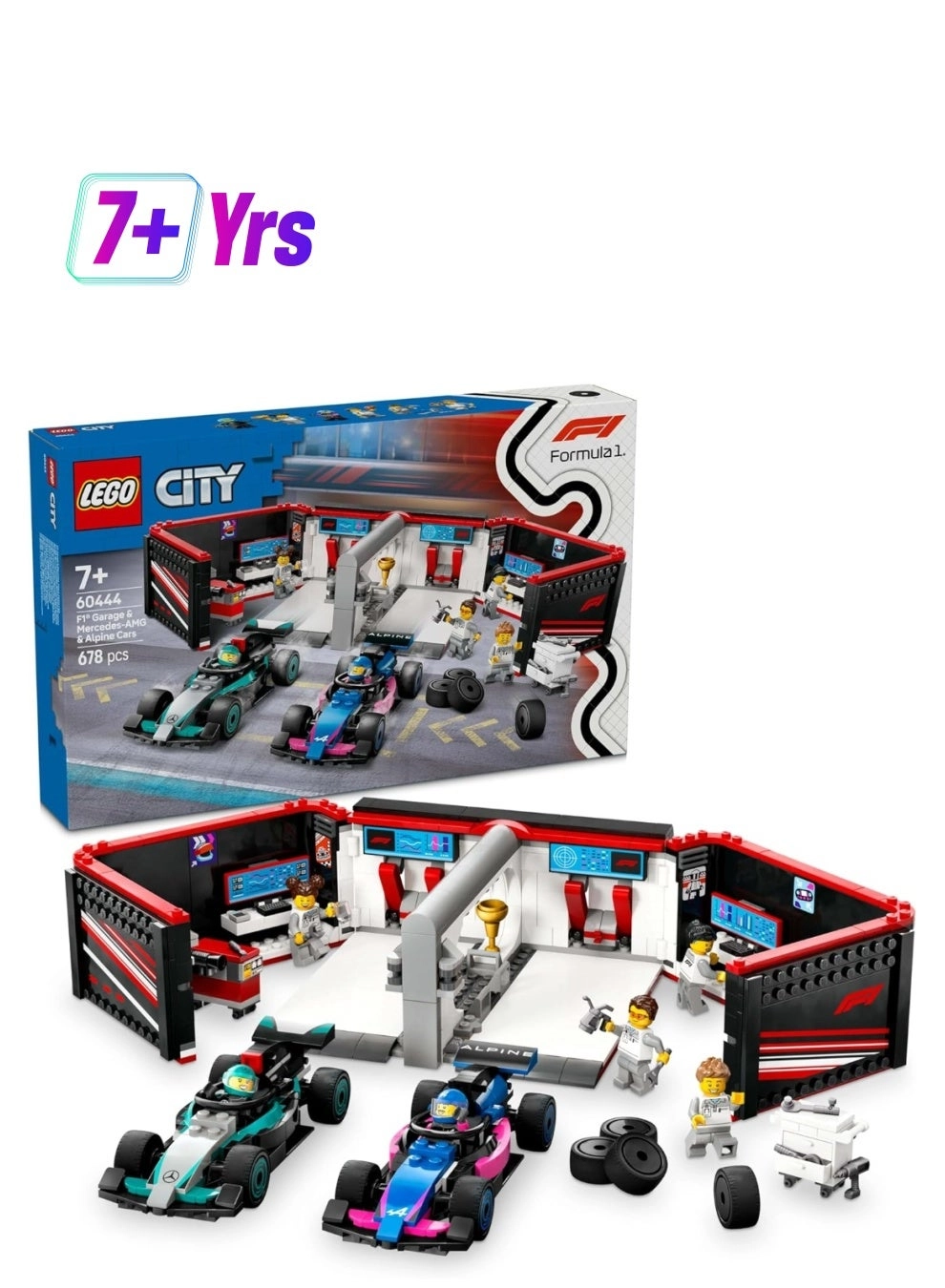 F1 Garage (60444) + Mercedes-AMG + Alpine Cars