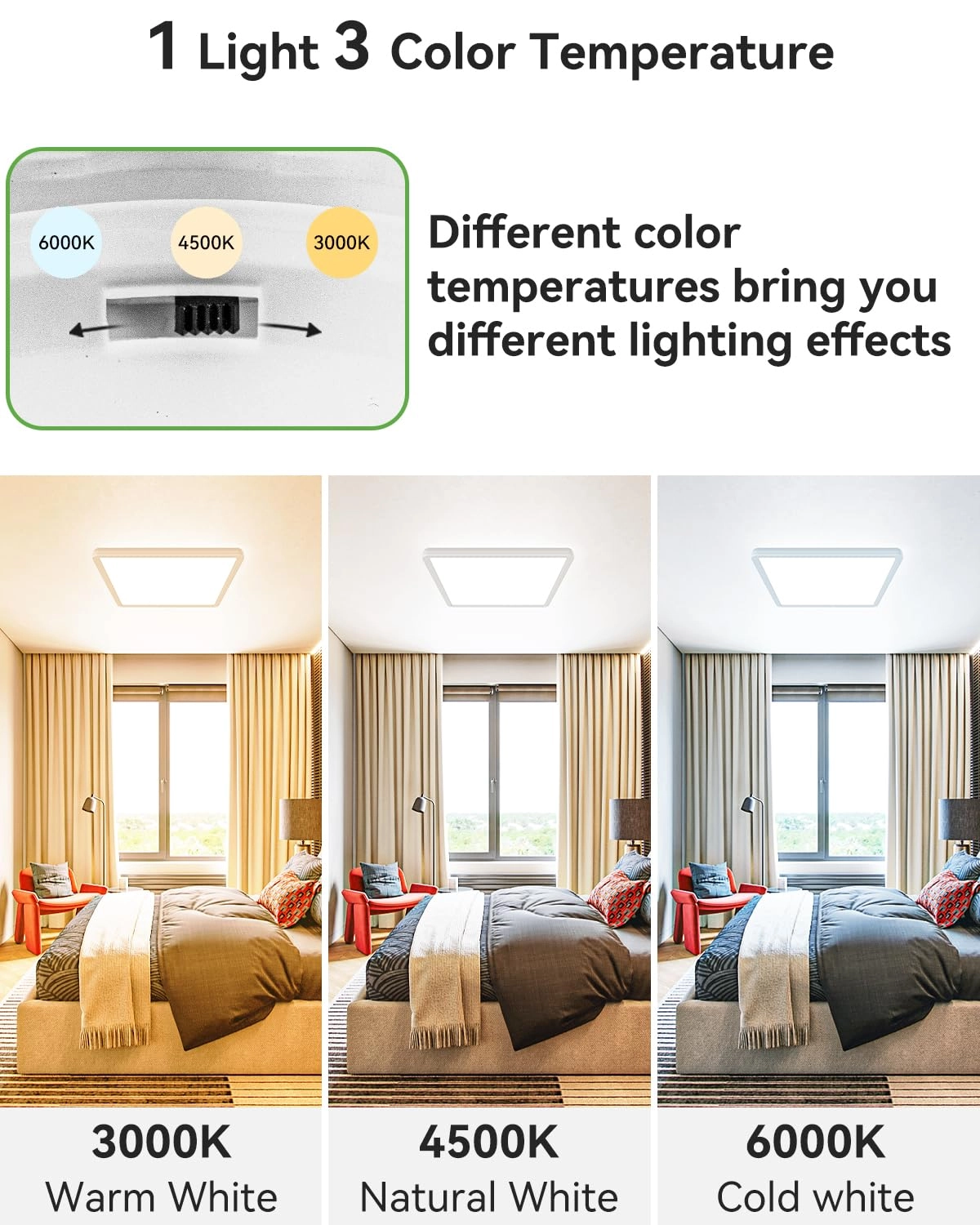 led ceiling light - 3000K/4000K/6500K Pack