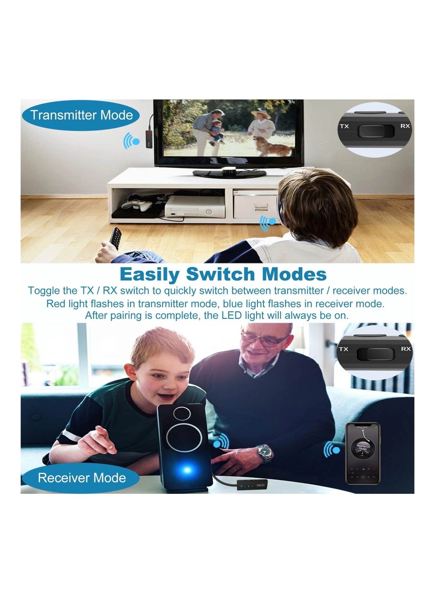 Bluetooth Aux Adapter - Bluetooth 5.0 3.5mm USB charging