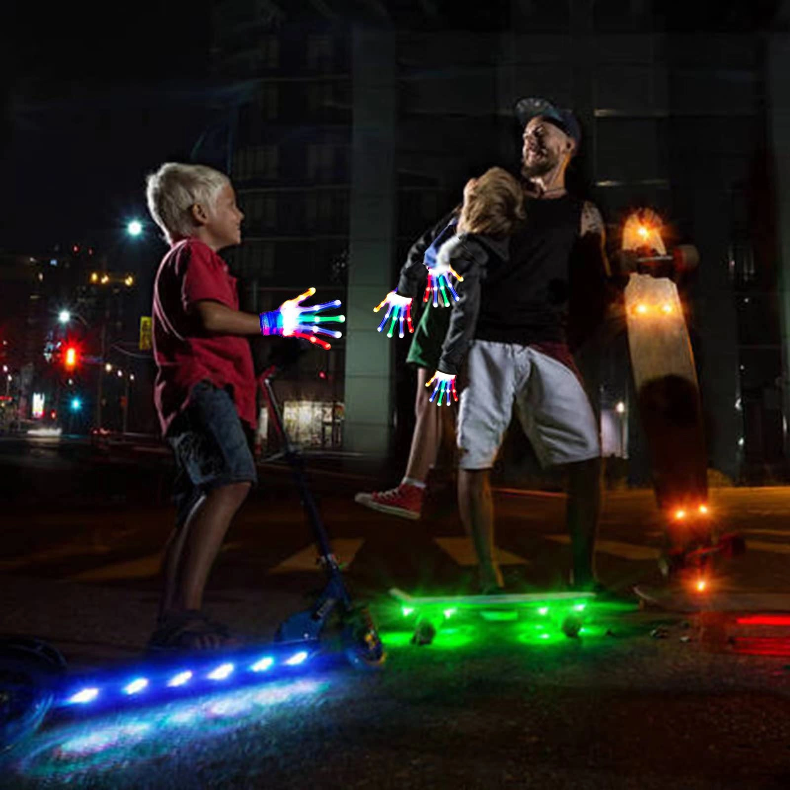 LED gloves - 1 Pack kids,teens,adults Small