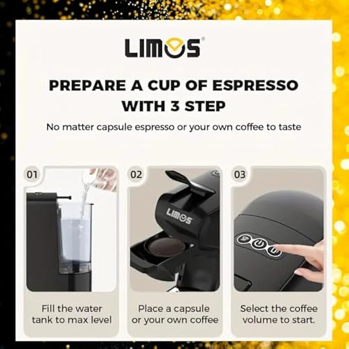 3-in-1 Capsule Coffee Machine 1450W 19 Bar 0.6L