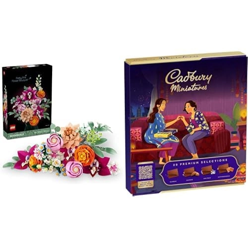 LEGO Flower Bouquet - 15 pcs + Miniatures Chocolate - 200G