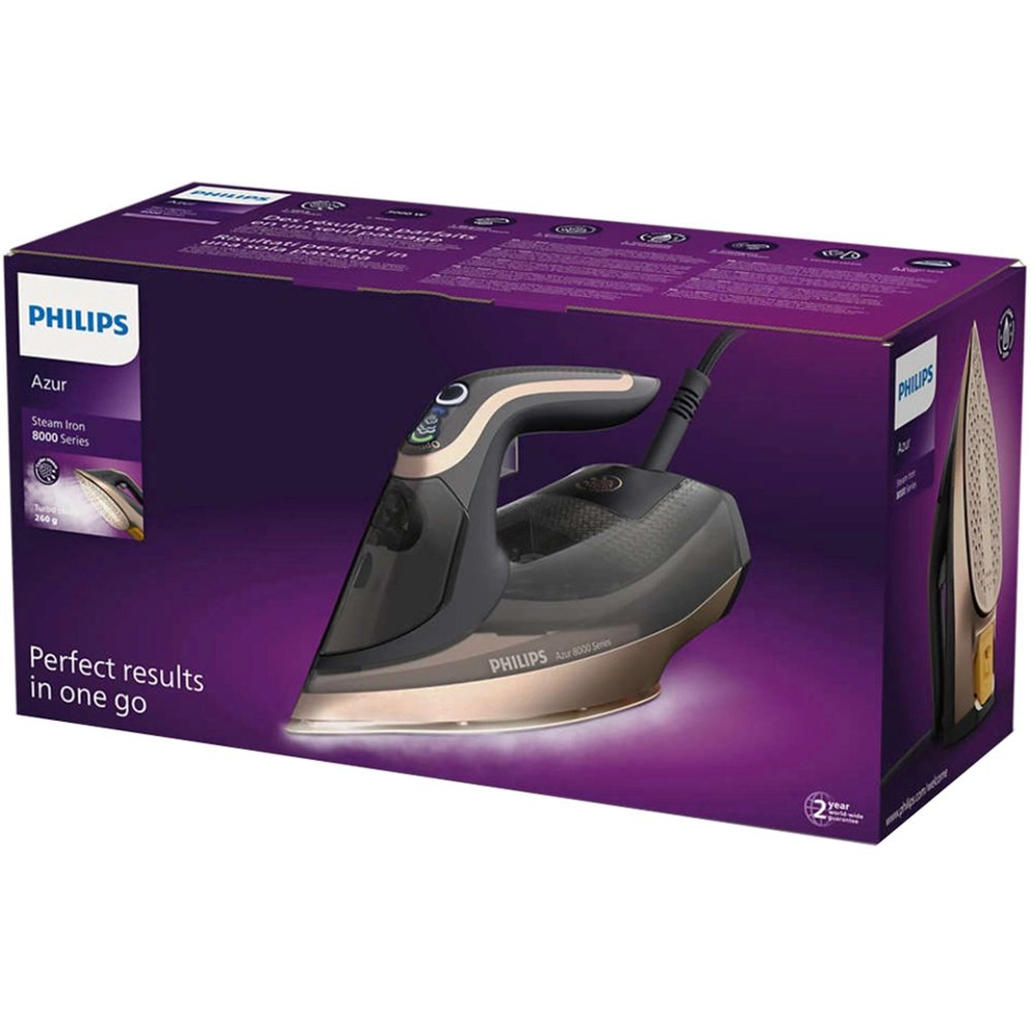 Azur 8000 Series Steam Iron - 3000W 260 g Turbo Steam Boost