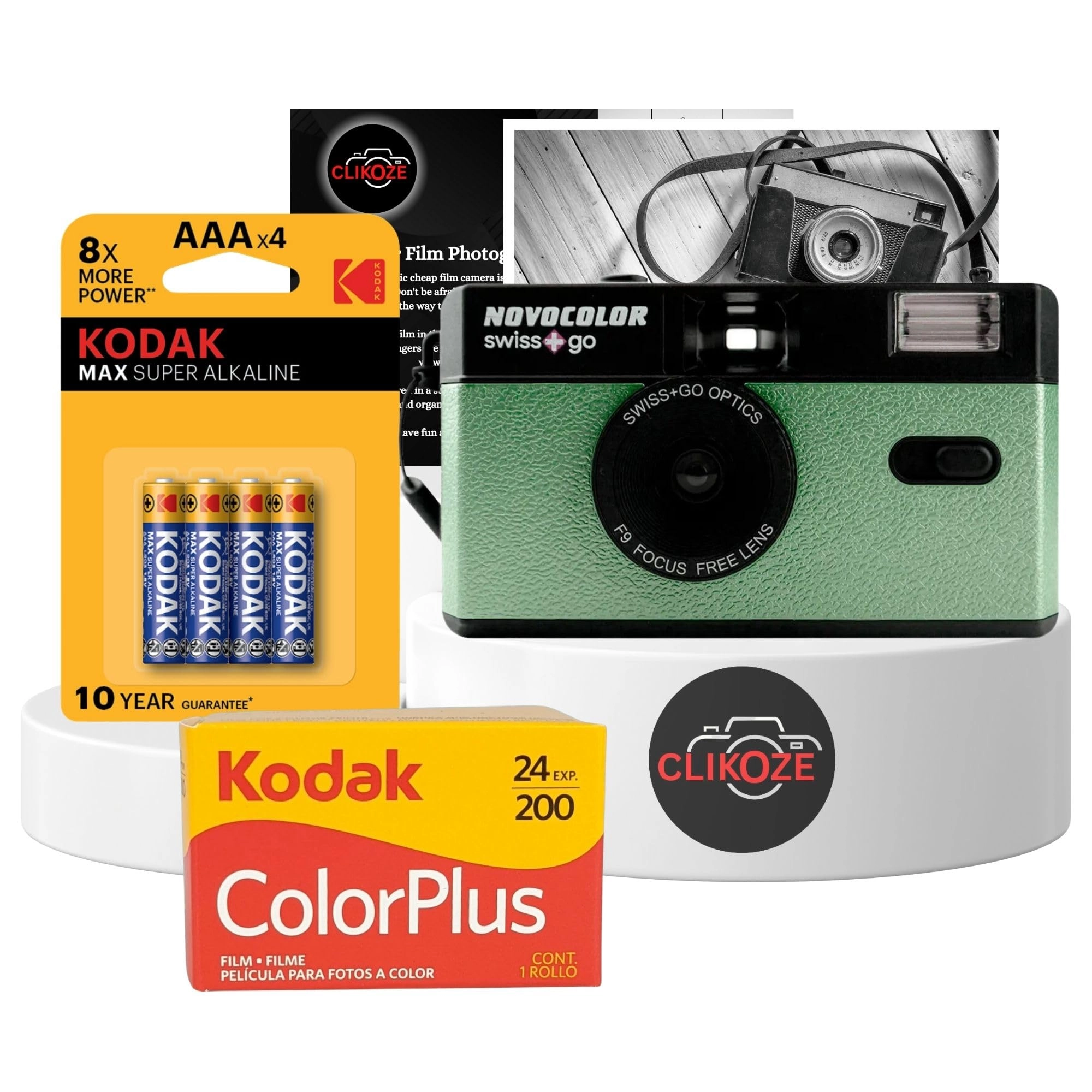 Swiss+Go Novocolor + ColorPlus 24 EXP + Max Super Alkaline AAA + Film Photography Tips Card