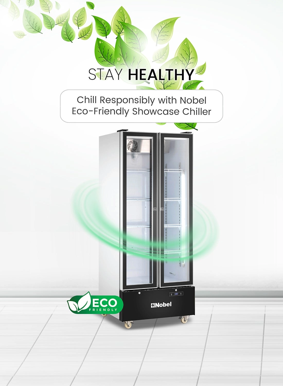 Double Door Upright Chiller - 560L 0°C-10°C