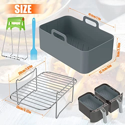 Air Fryer Accessories Set - Stainless Steel Silicone 6pcs/set