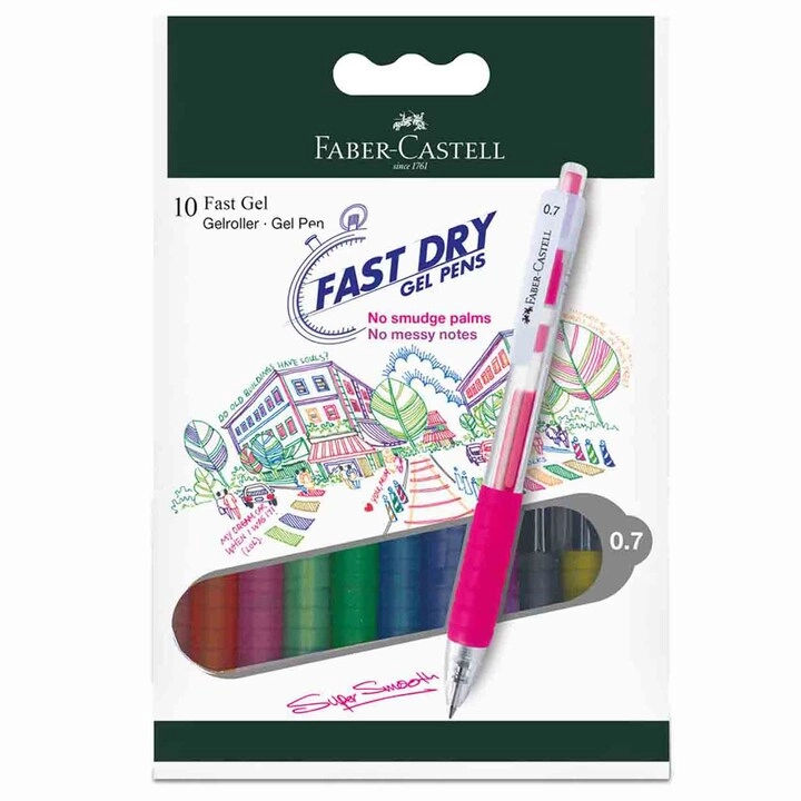 Faber-Castell Fast Gel Pen Set - 10 PCS 0.7mm