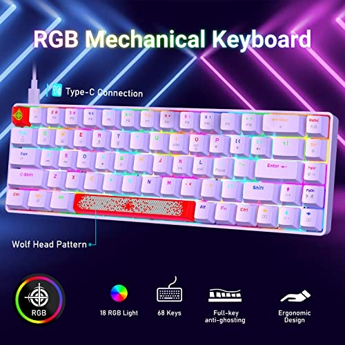 60% Mechanical Gaming Keyboard and Mouse Combo - 68 Key Usb