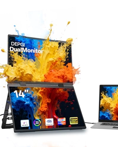 DE140N2 - 14" Dual Stacked Portable Monitor USB-C 30W PD