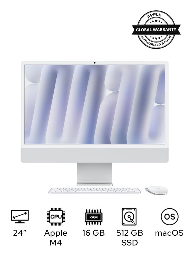Apple iMac 24-inch M4 10-core CPU and 10-core GPU, 16GB, 512GB SSD - Silver