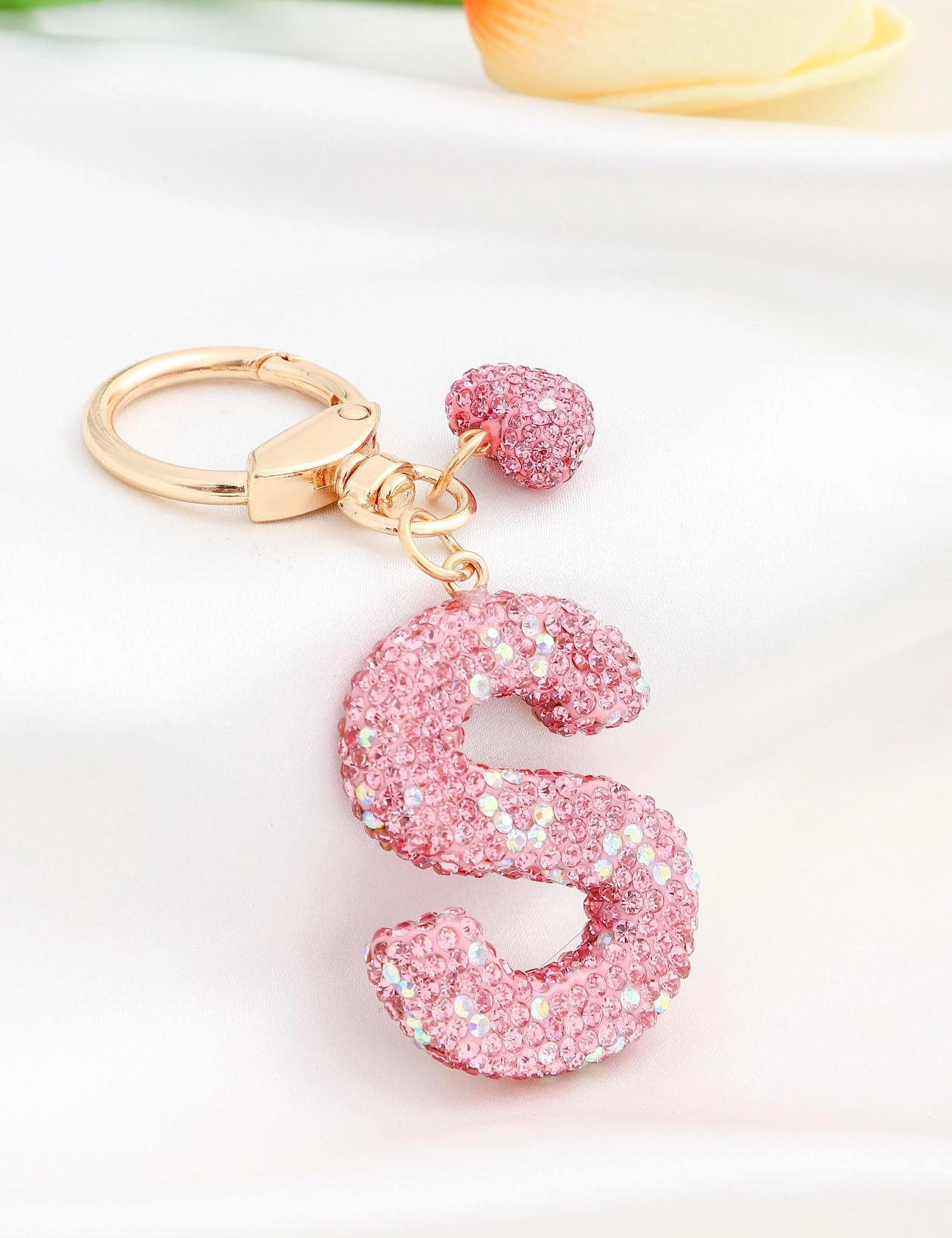 Initial Keychain - L Purple Rhinestone