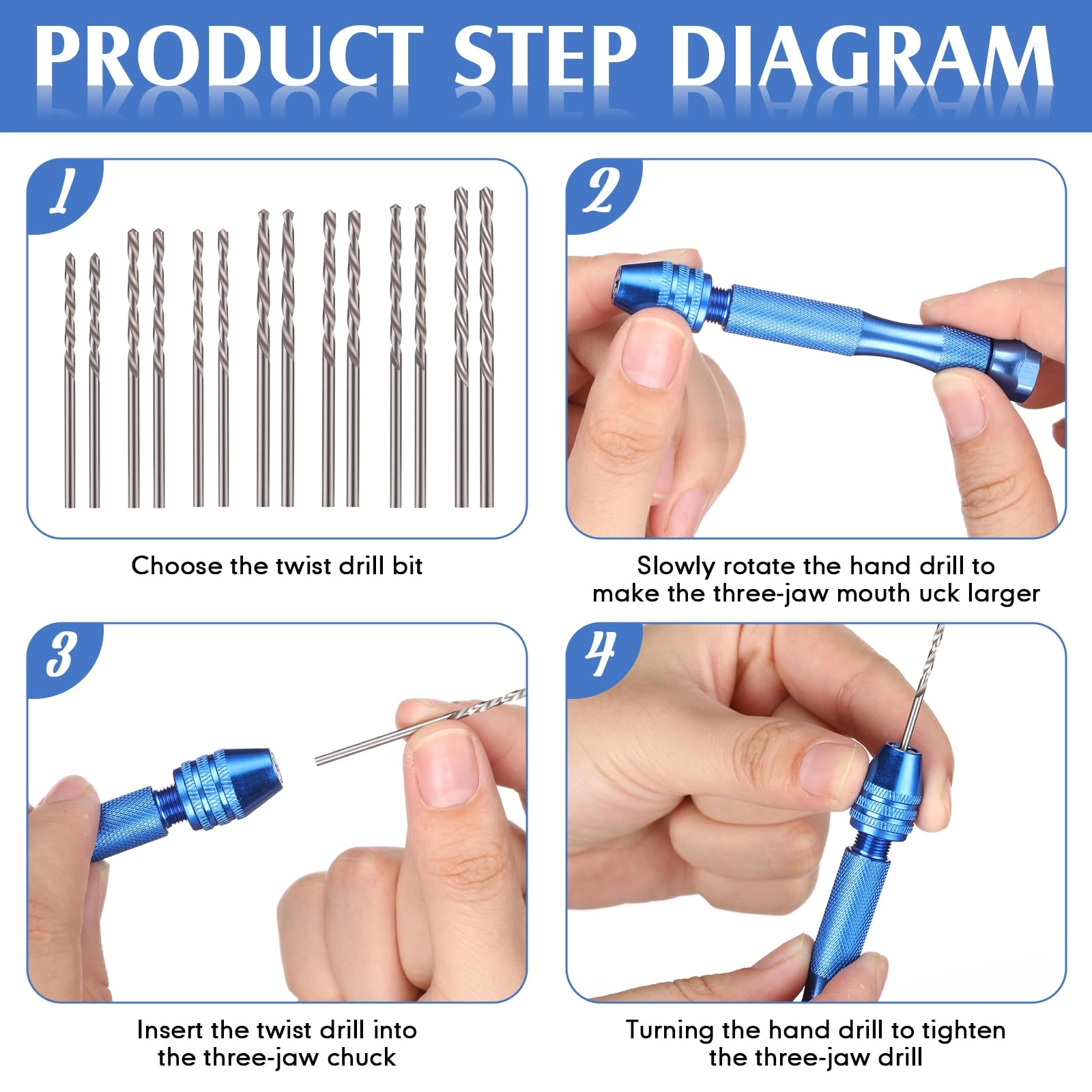 Hand Drill Bits Set - 57 Pieces + Pin Vise Hand Drill - 1 Piece + Micro Twist Drill Bits - 46 Pieces 0.1-1mm + PCB Mini Drill Bits - 10 Pieces