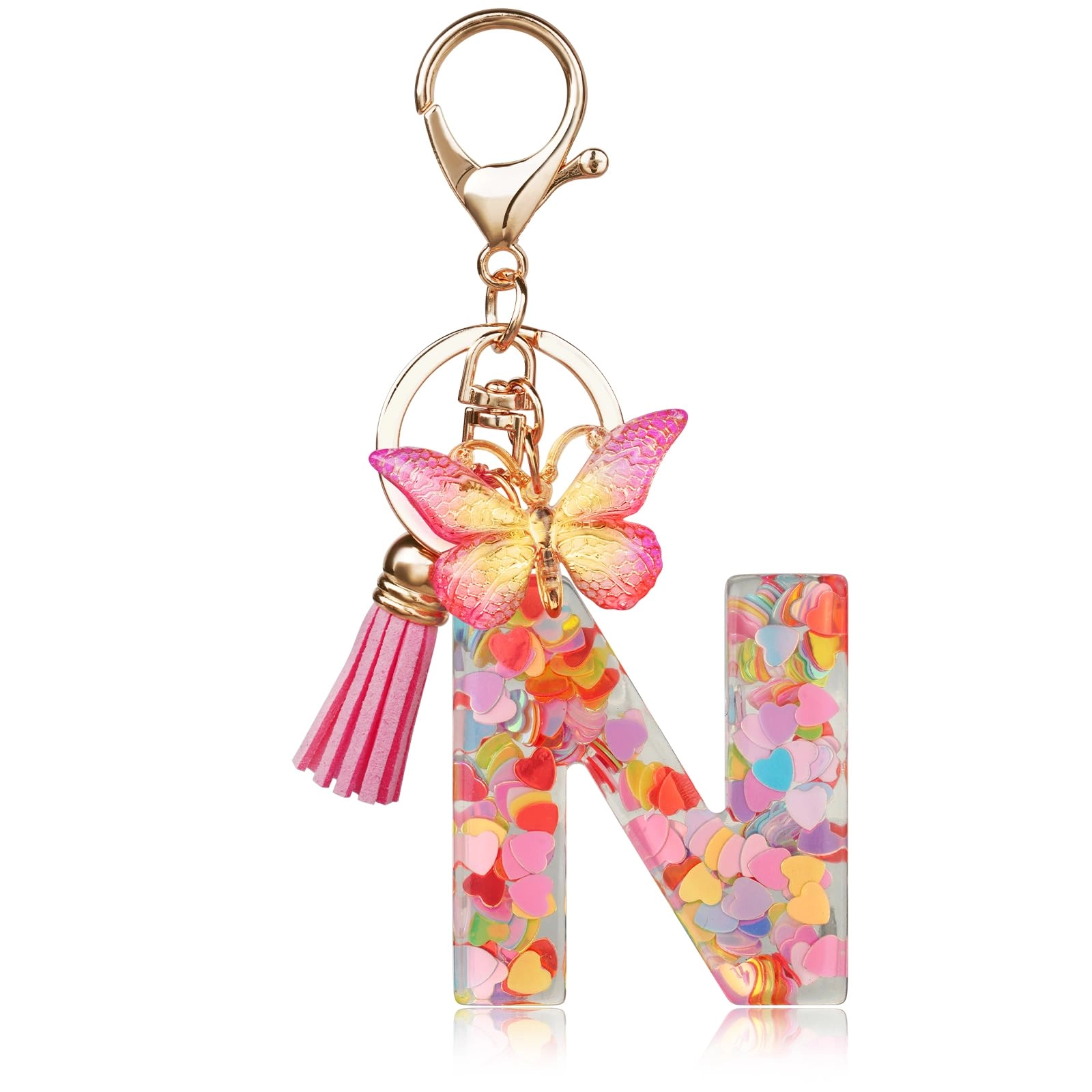 Initial Letter Keychain - Butterfly