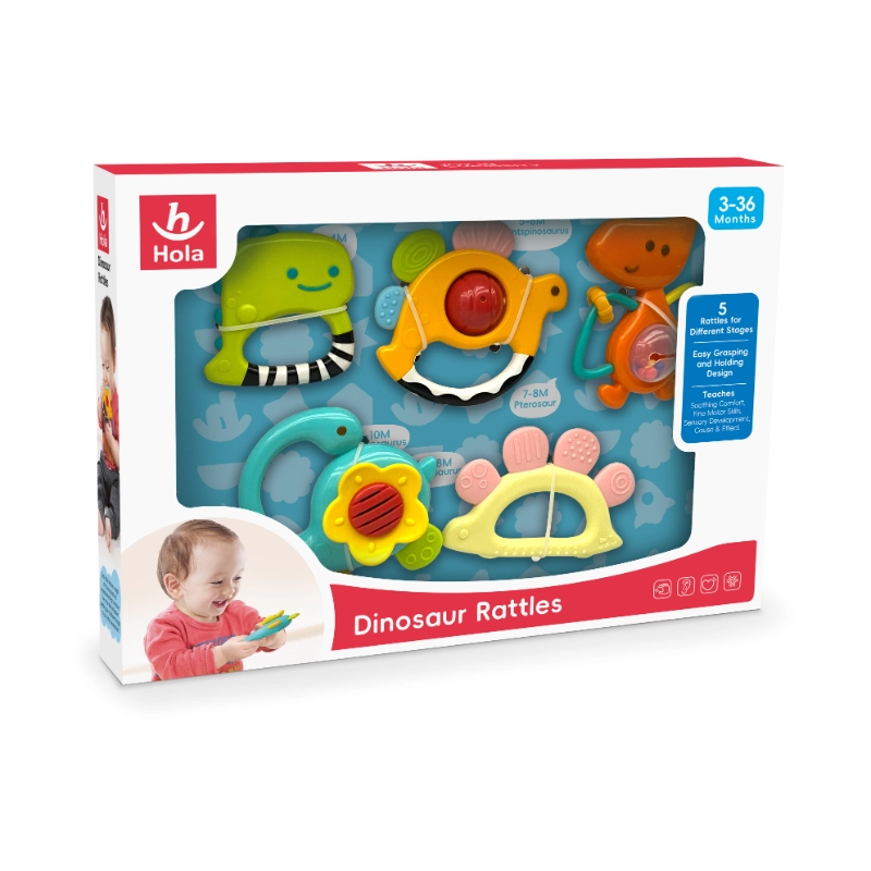 Dinosaur Rattles and Teethers - 5 Pcs 5 Stages
