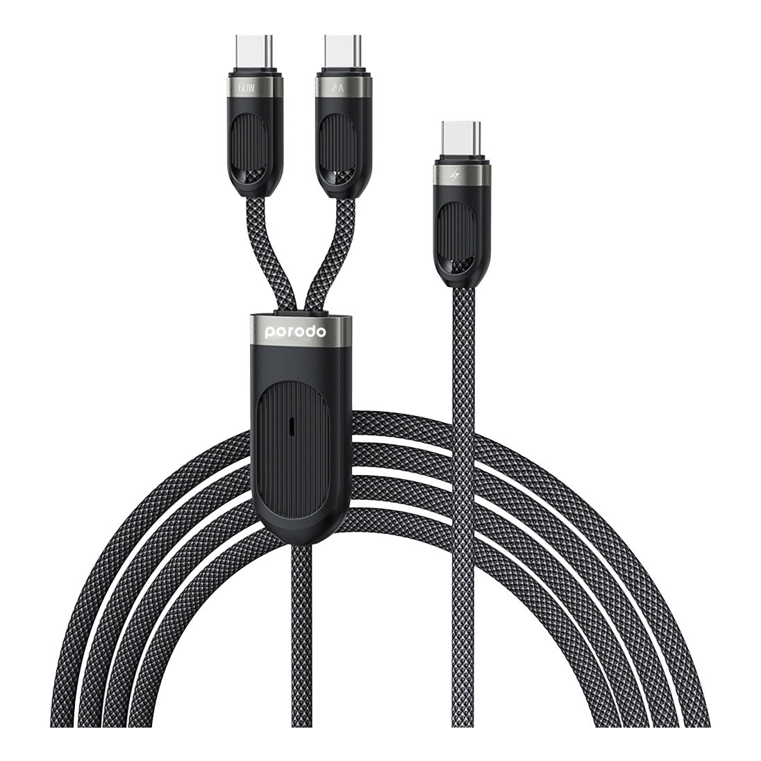 Porodo PD-2N1CCC-BK 60W Cable USB-C to USB-C 1.2m
