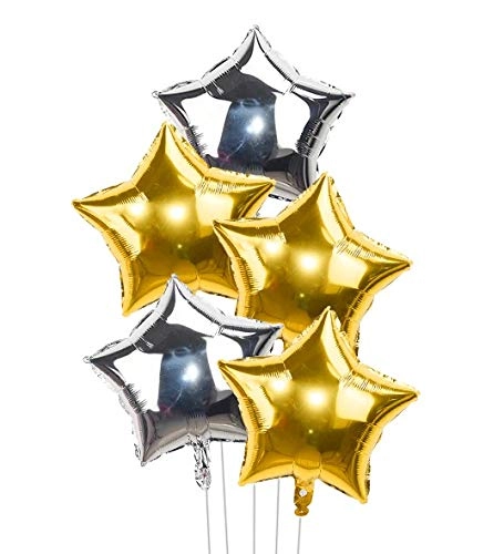 Star Foil Balloons - 10 Pcs Birthday Anniversary Wedding
