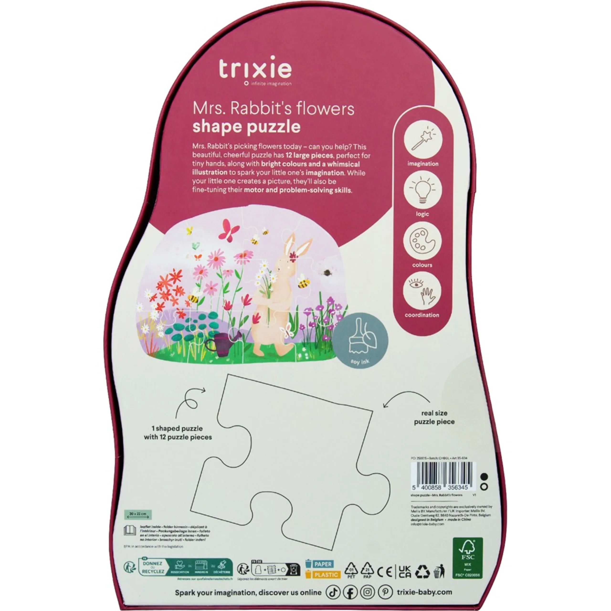 Mrs. Rabbit's Flowers Puzzle (16090809-35-634) - 12 pcs