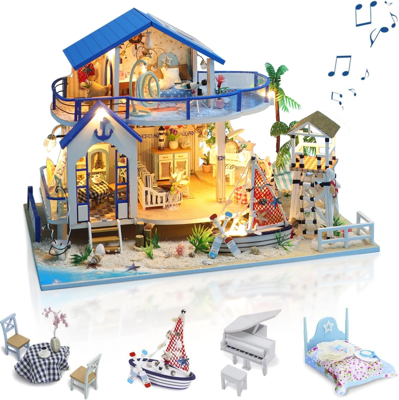 GuDoQi Miniature Dollhouse Kit - Blue Sea Legend 1:24 Scale
